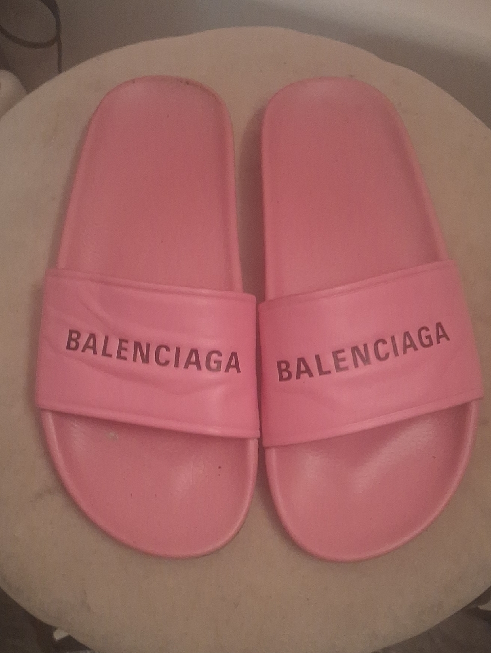 Balenciaga Pink Logo Slide Sandals Size 39